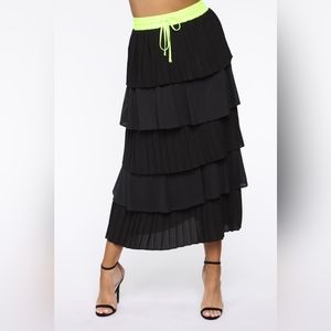 NWT Black FashionNova Maxi Layered Jersey Skirt